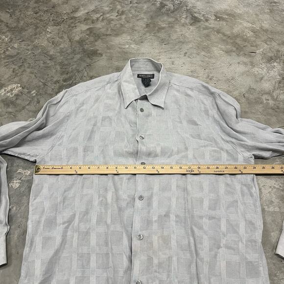 Mondo Di Marco Men Size XL 54 Linen Soft Earthtones Long Sleeve Button Blue Gray - Picture 3 of 7